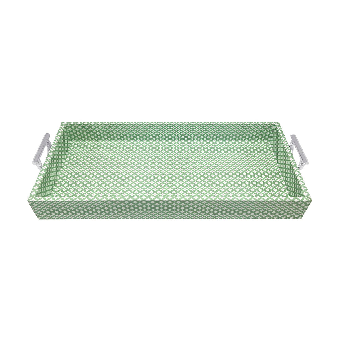 Geometric Green and Rosa Handled Tray with Acrylic Insert