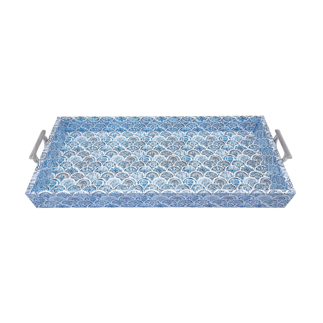 Moroccan Tile Work Handled Tray with Acrylic Insert