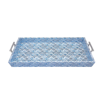 Moroccan Tile Work Handled Tray with Acrylic Insert