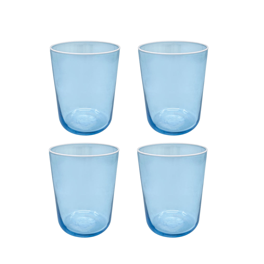 Fine Line Light Blue with White Rim Double Old-Fashioned Glass Set of 4