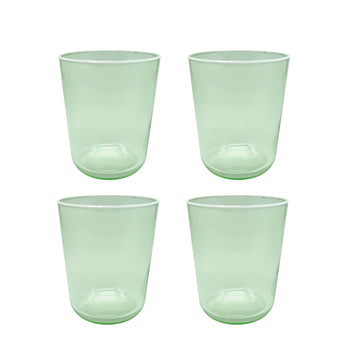 Fine Line Light Green with White Rim Double Old-Fashioned Glass Set of 4