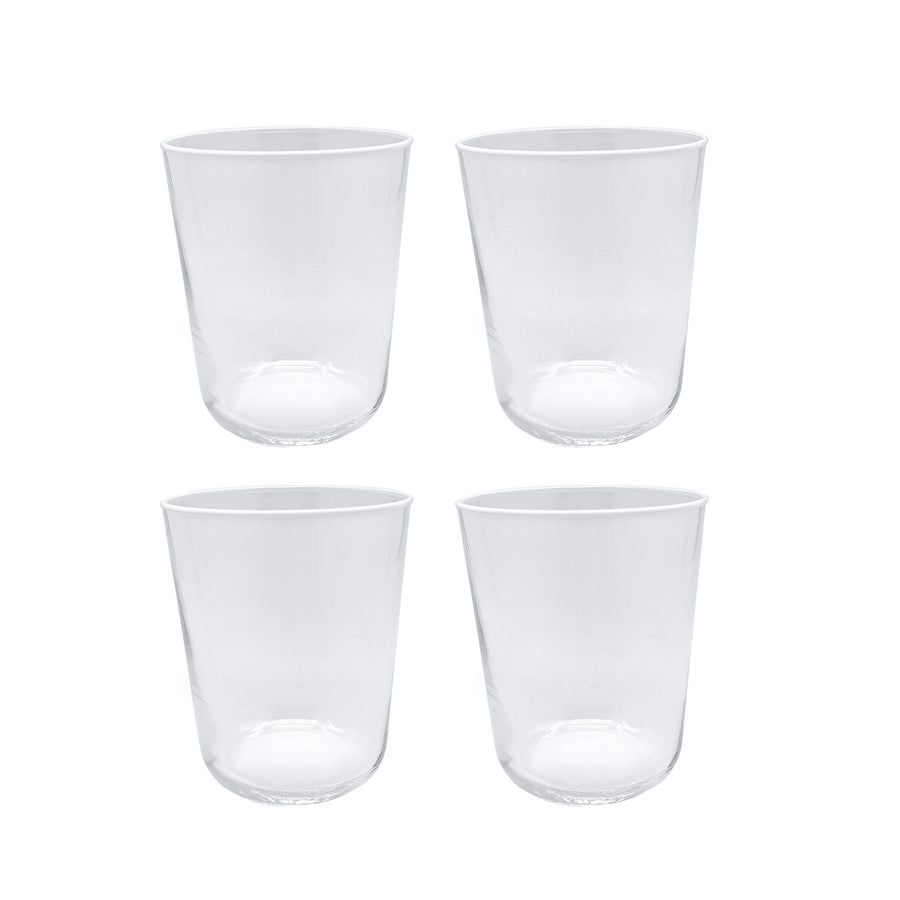 Fine Line Clear with White Rim Double Old-Fashioned Glass Set of 4