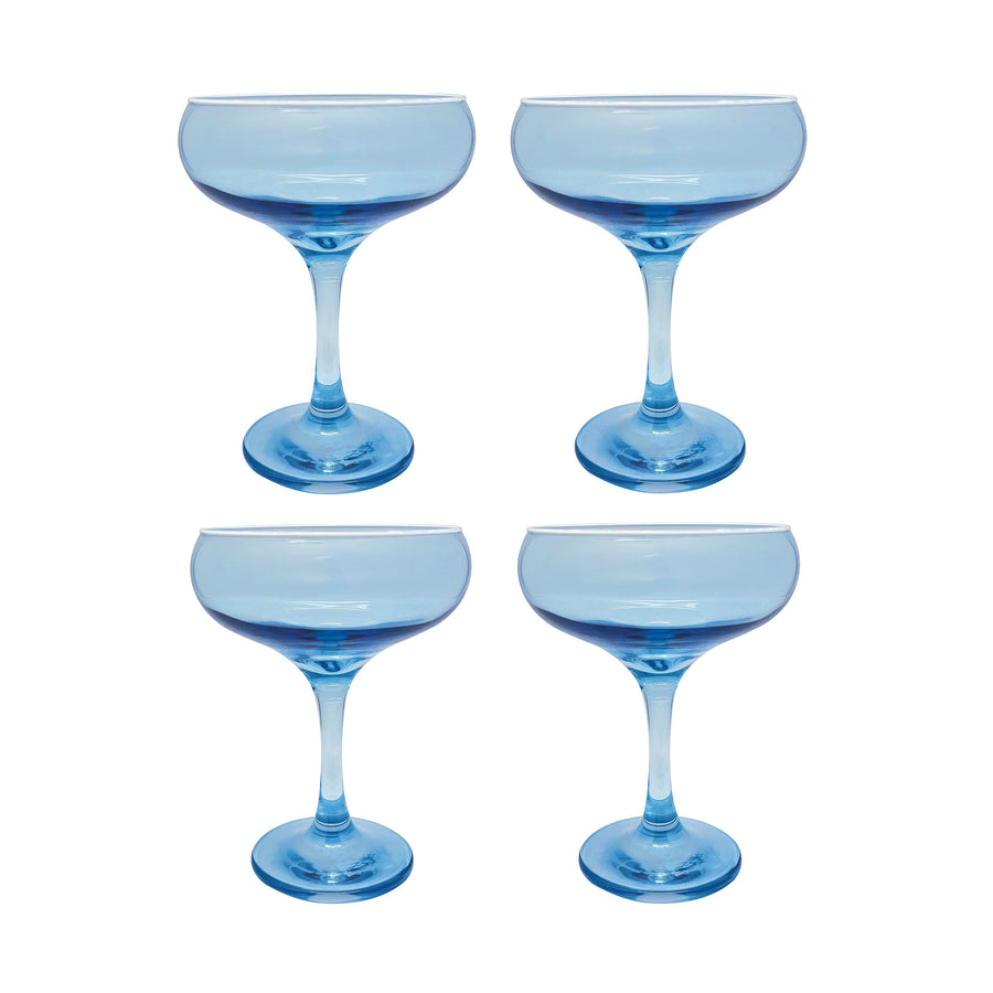 Fine Line Light Blue with White Rim Coupe Set of 4