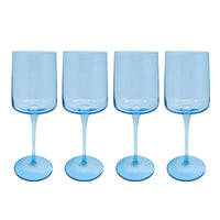 Fine Line Light Blue with White Rim Wine Glass Set of 4