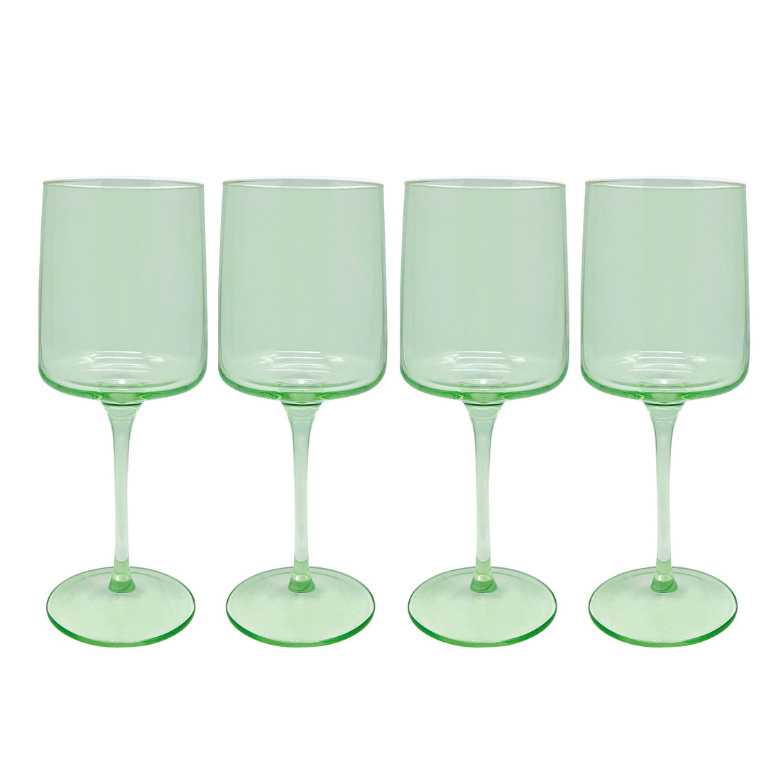 Ensemble de 4 verres à vin Fine Line vert clair avec bord blanc