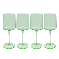 Ensemble de 4 verres à vin Fine Line vert clair avec bord blanc