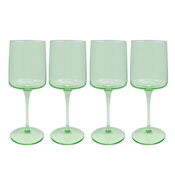 Ensemble de 4 verres à vin Fine Line vert clair avec bord blanc