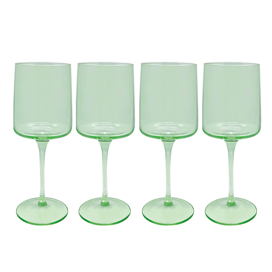 Ensemble de 4 verres à vin Fine Line vert clair avec bord blanc