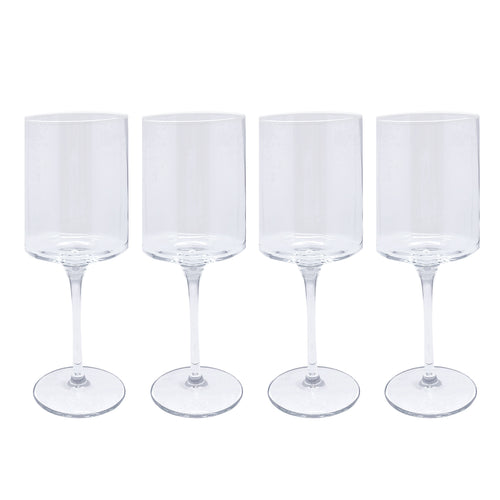 Fine Line Clear with White Rim Wine Glass Set of 4 | Mariposa