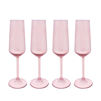 Fine Line Quartz with White Rim Champagne Flute Glass Set of 4