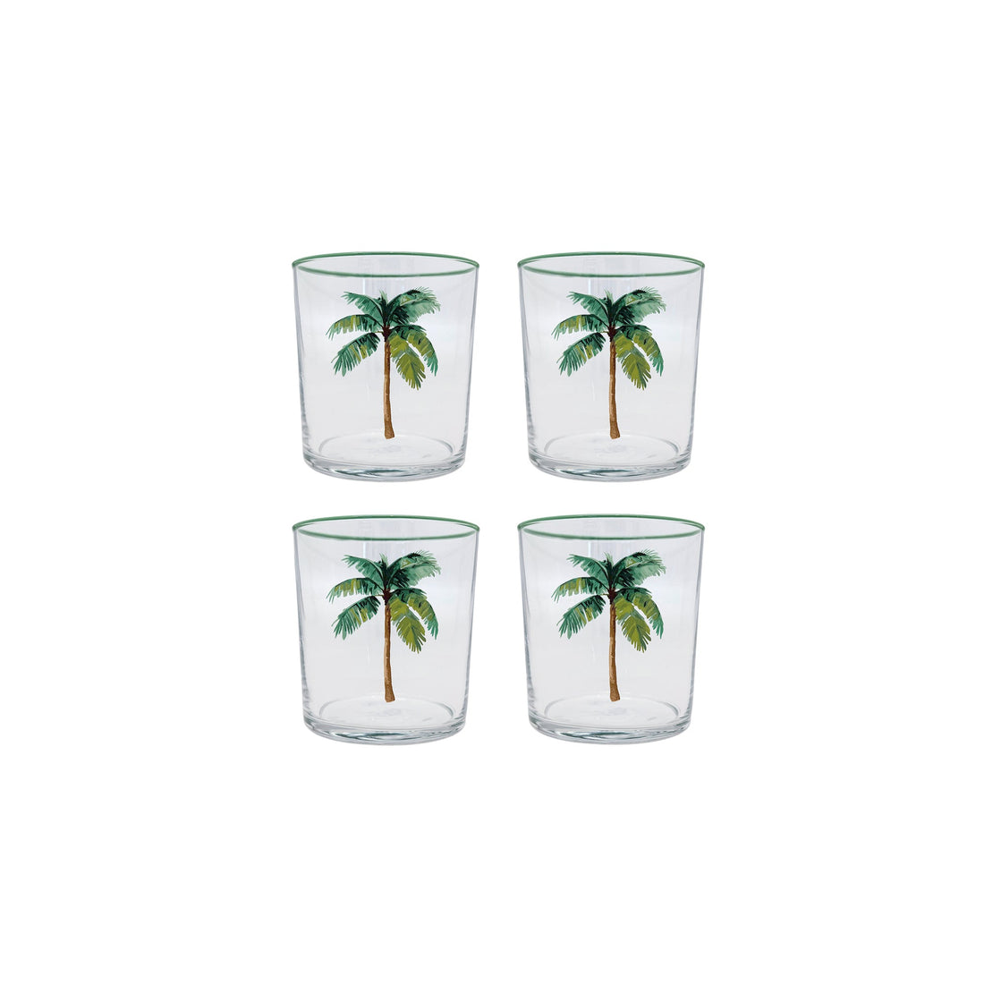 Palm Tree Suite of 4 Double Old Fashioned Glasses