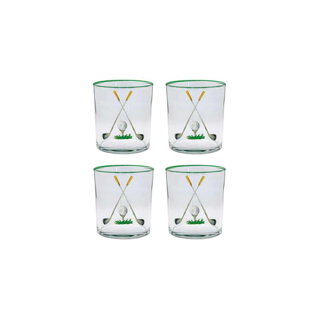 Golf Clubs Suite of 4 Double Old Fashioned Glasses