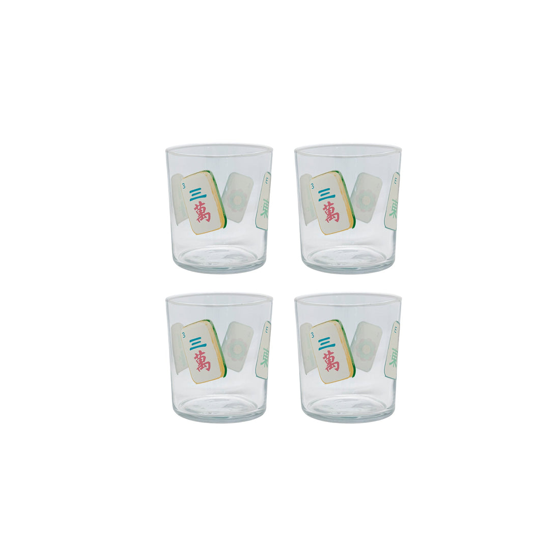 Mahjong Tiles Suite of 4 Double Old Fashioned Glasses