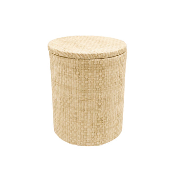 Pot de boules de coton en fausse toile de gazon avec couvercle sable