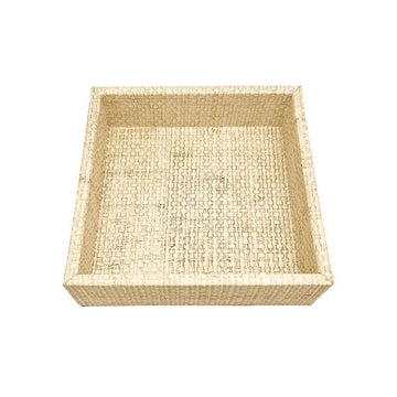 Sand Faux Grasscloth Napkin Box/Small Tray- | Mariposa