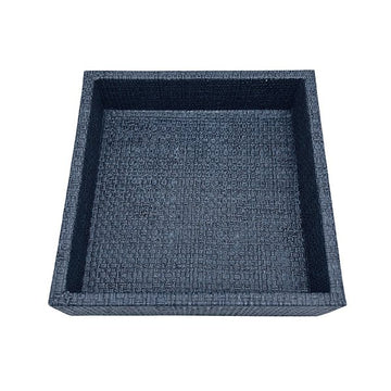 Indigo Faux Grasscloth Napkin Box/Small Tray- | Mariposa