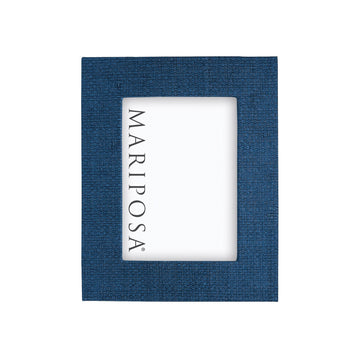 Indigo Blue Faux Grasscloth 5x7 Frame-Decorative Photo Frames | Mariposa