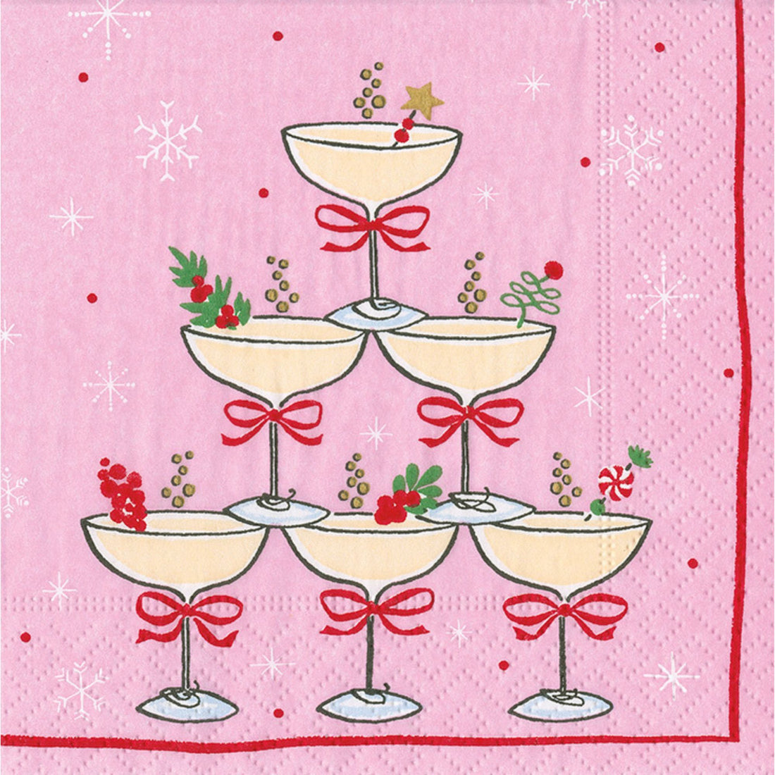 Sparkling Coupes Pink Cocktail Napkni By Caspari