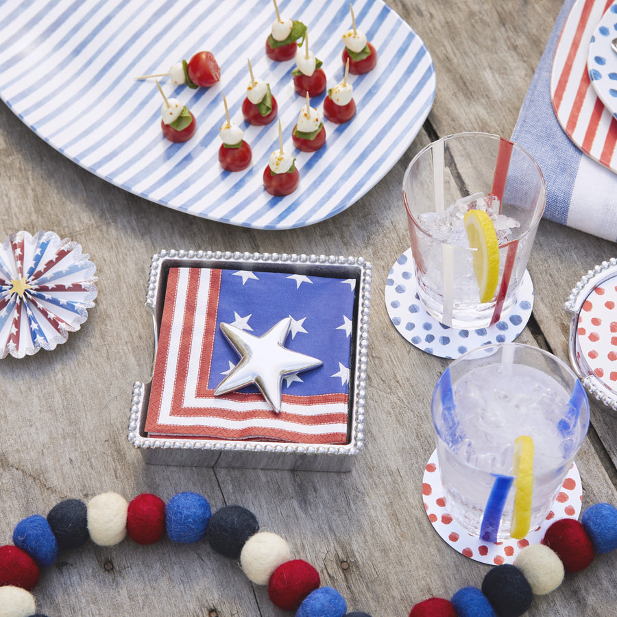 Stars and Stripes Star Beaded Napkin Box Set