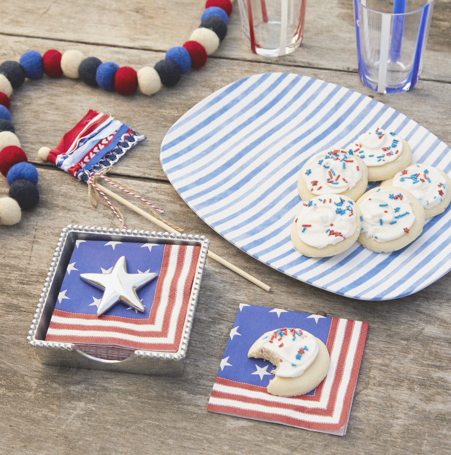 Stars and Stripes Star Beaded Napkin Box Set