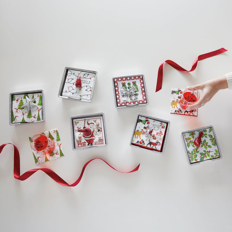 Topiary Christmas Tree Beaded Napkin Box Set