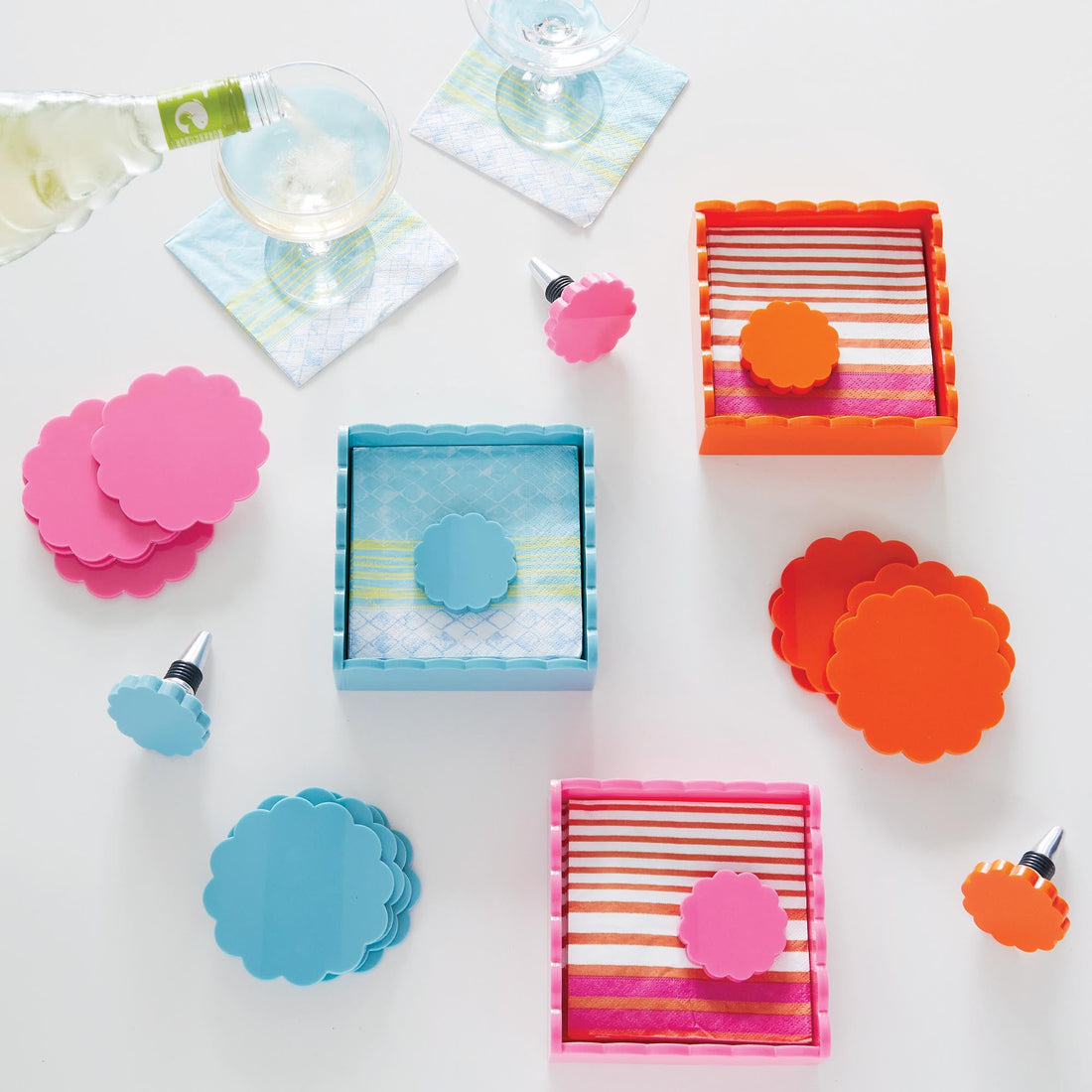Teal Scallop Acrylic Coaster Set of 4 (3mm)