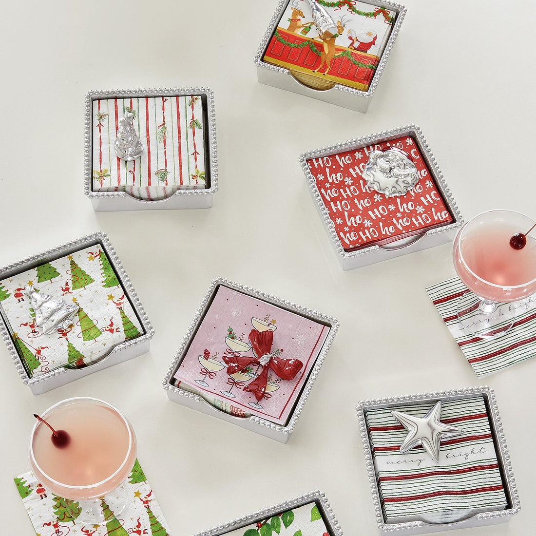 Happy Santa Beaded Napkin Box Set