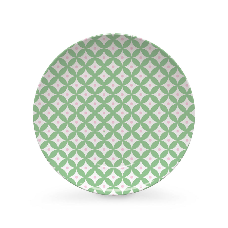 Geometric Green and Rosa Picnic Plate