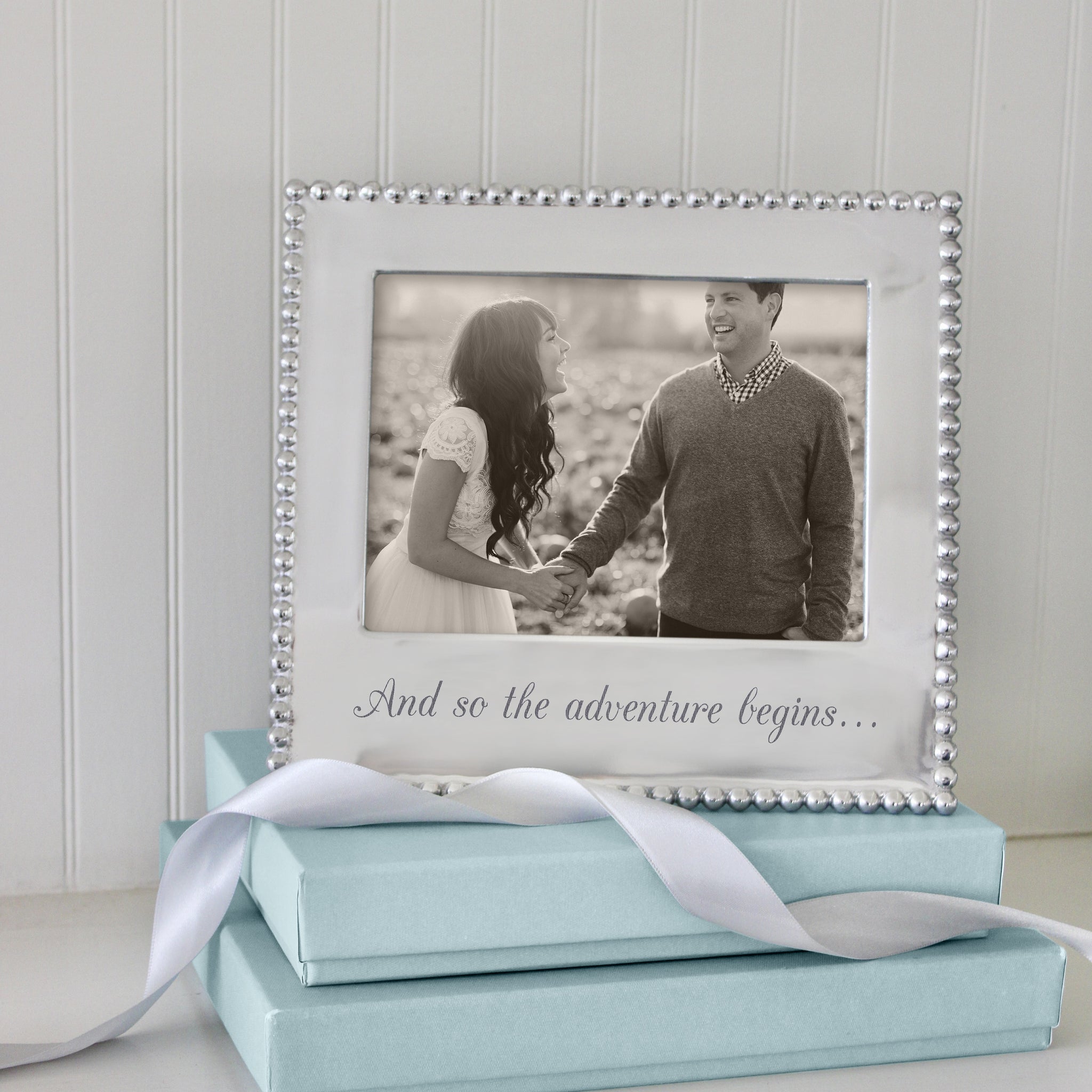 AND SO THE ADVENTURE BEGINS Beaded 5x7 Picture Frame | Mariposa