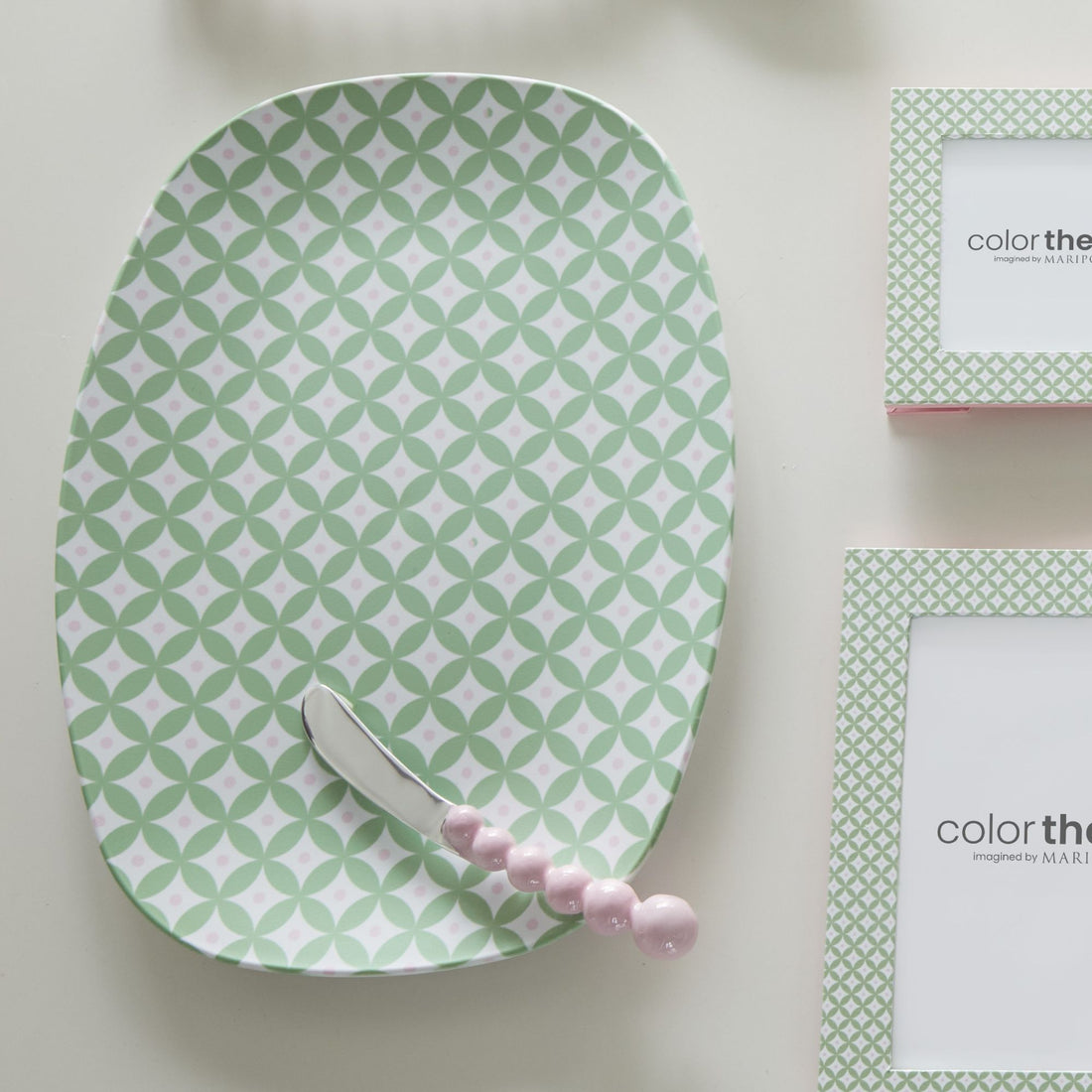 Geometric Green and Rosa Platter