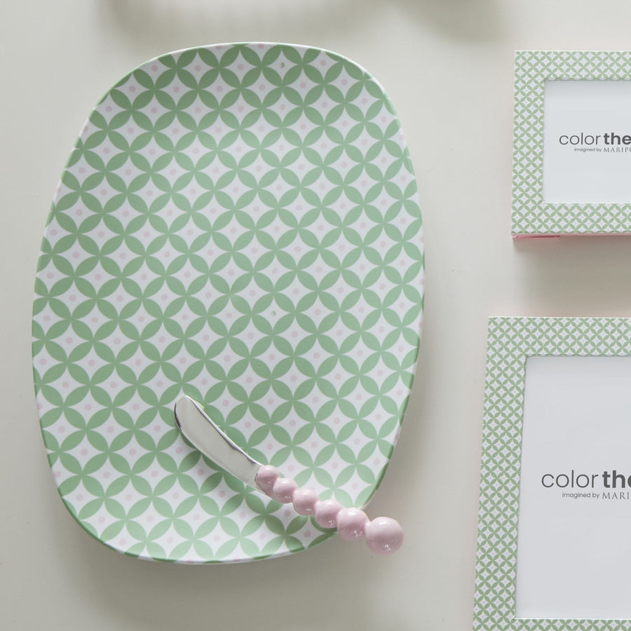 Geometric Green and Rosa Platter