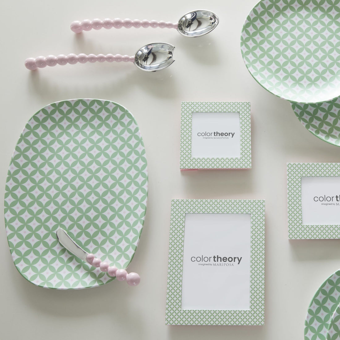 Geometric Green and Rosa Platter