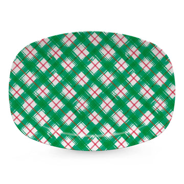 Green and Red Plaid Platter