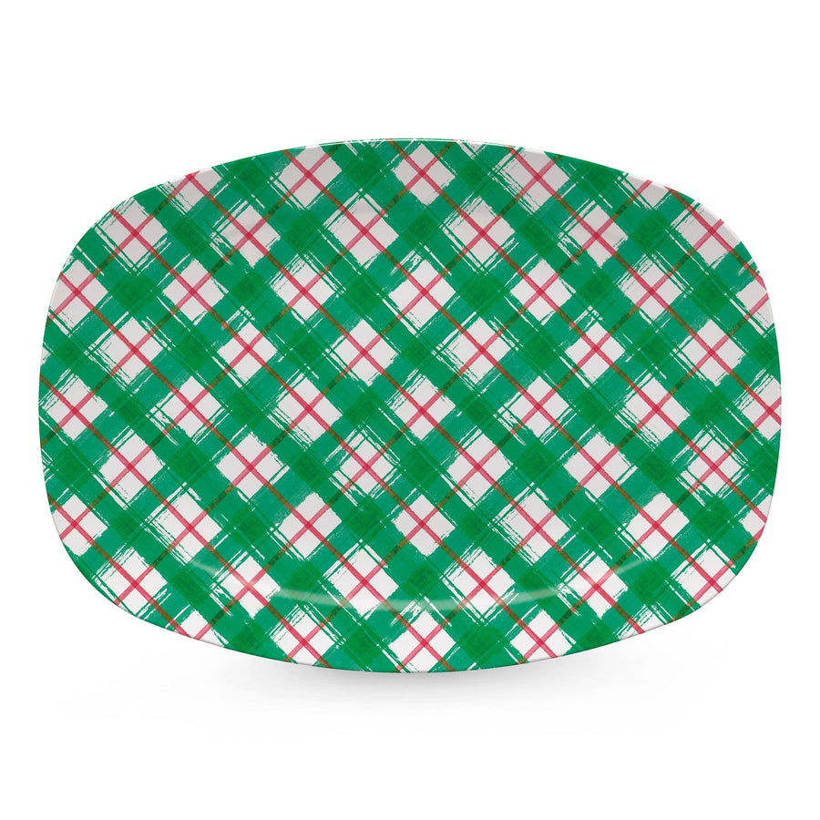 Green and Red Plaid Platter