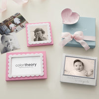 Pink with White Scalloped Acrylic Border 4x4 Frame