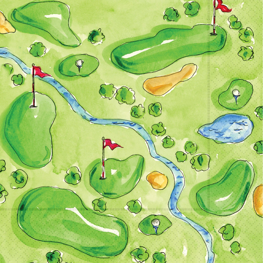 Golf Course Cocktail Napkin By Boston International