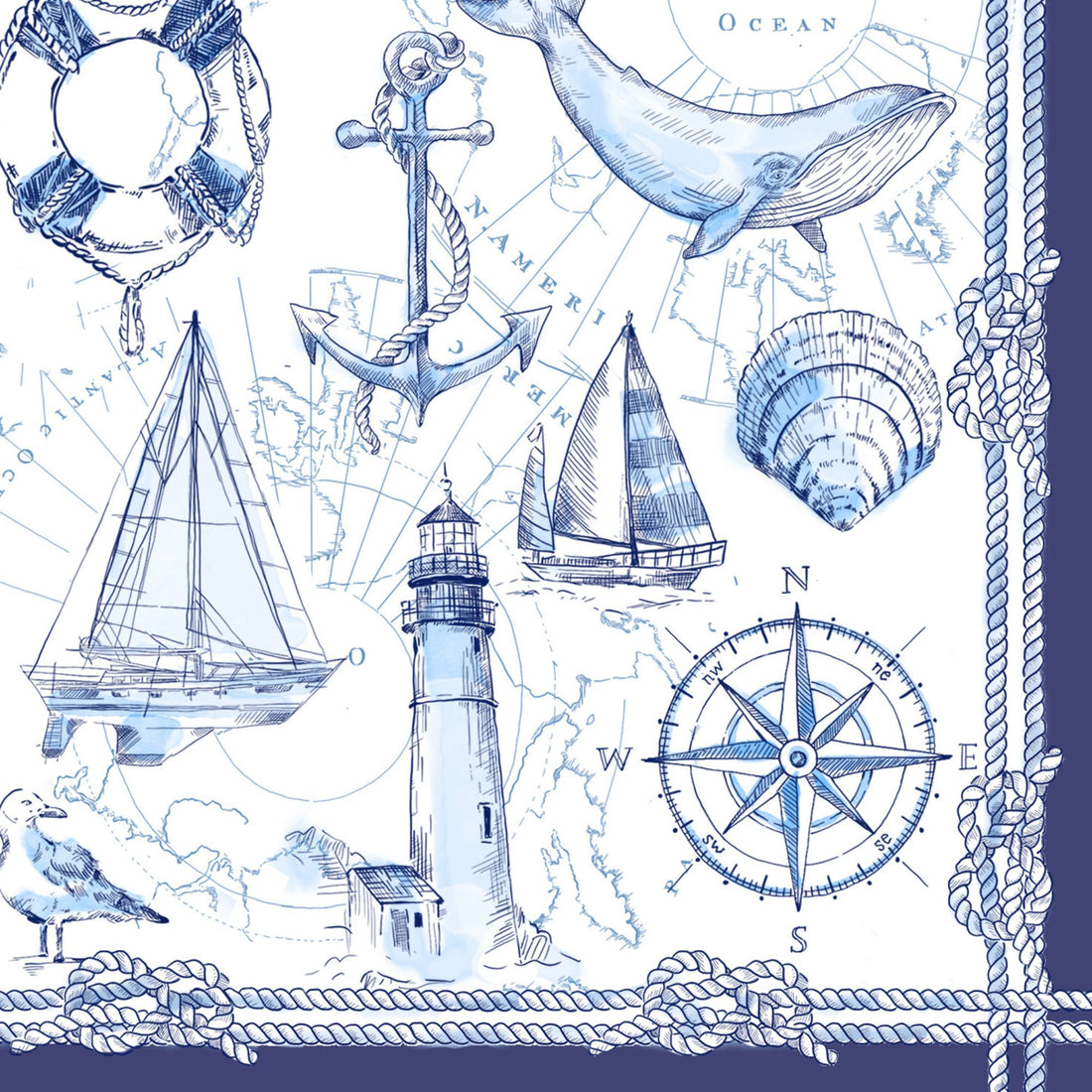 Lighthouse Cocktail Napkin By Caspari