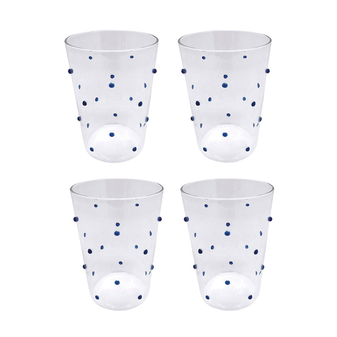 Applique Blue Dotty Double Old-Fashioned Glass Set of 4