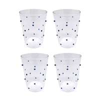 Applique Blue Dotty Double Old-Fashioned Glass Set of 4