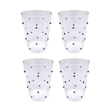 Applique Blue Dotty Double Old-Fashioned Glass Set of 4