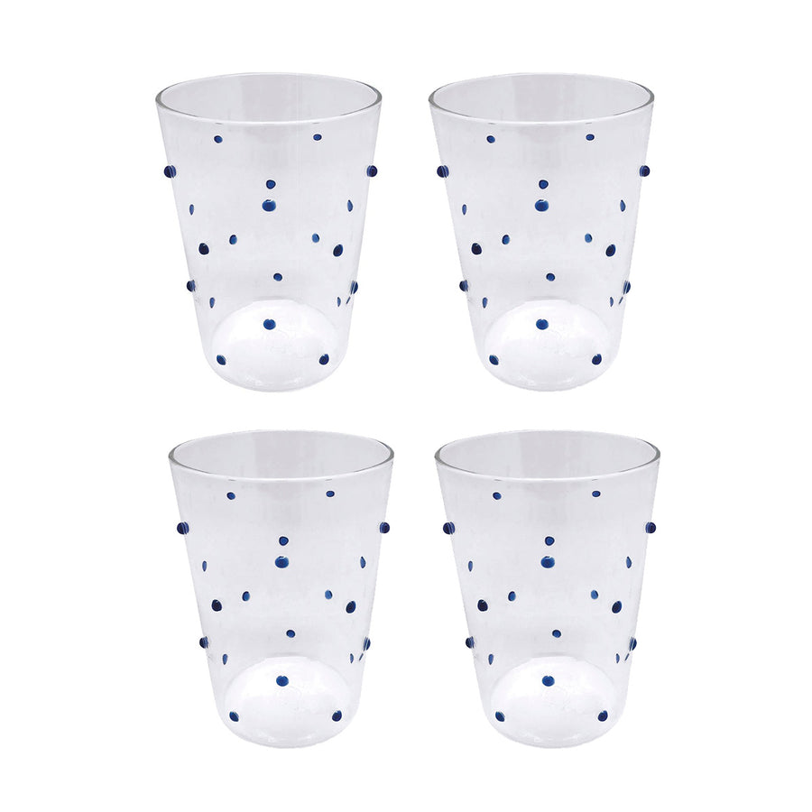 Applique Blue Dotty Double Old-Fashioned Glass Set of 4