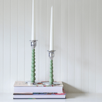 Green Pearled Small Candlestick Set