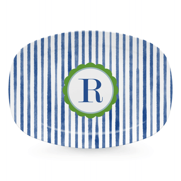 Blue Simple Stripes Platter with Scallop Interior - R-trays | Mariposa