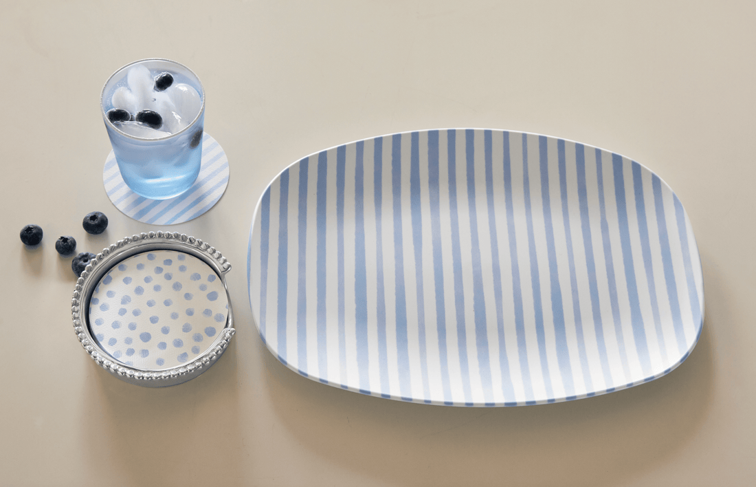 Light Blue Simple Stripes Platter