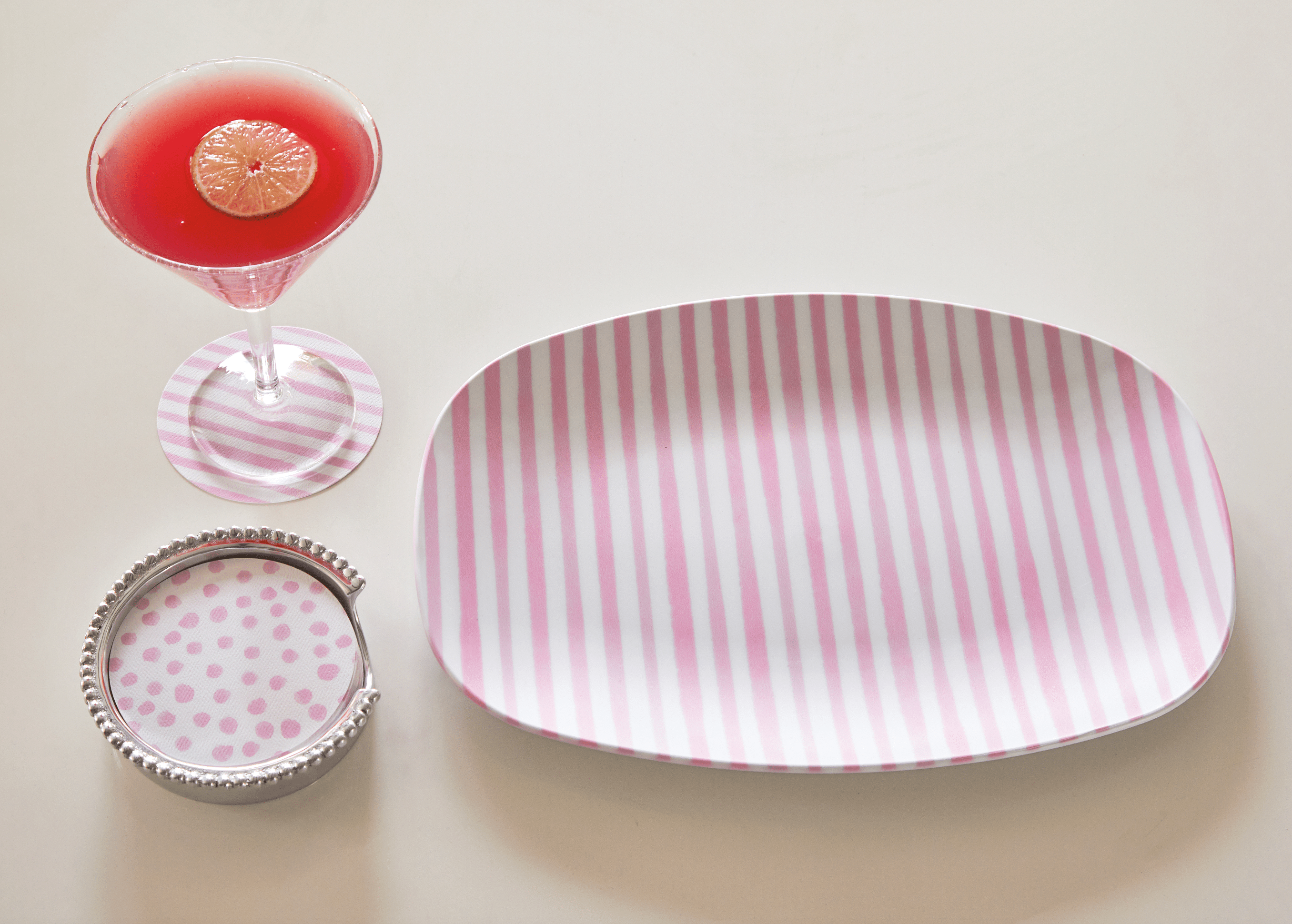 Pink Simple Stripes Platter | Mariposa