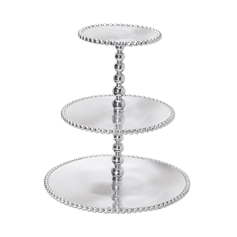 Pearled 3-Tiered Cupcake Server-Serving Trays and More | Mariposa