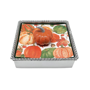 Orange Pumpkin Beaded Napkin Box-Napkin Box & Weight Set | Mariposa