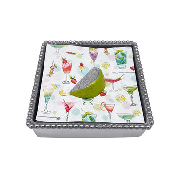Green Lime Beaded Napkin Box-Napkin Box & Weight Set | Mariposa