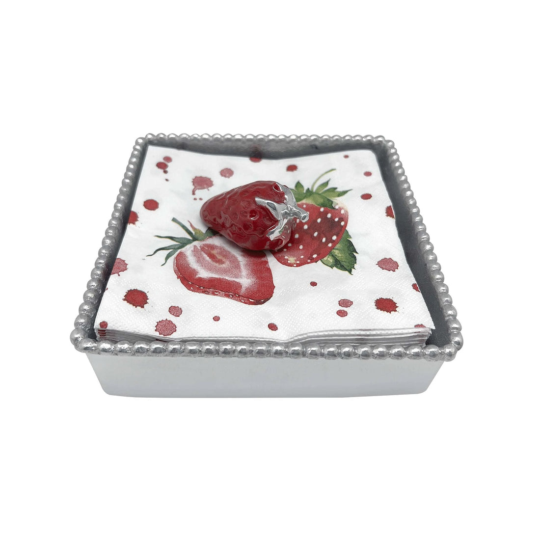 Red Strawberry (1779) Beaded Napkin Box Set- | Mariposa