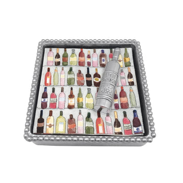 Wine Bottle Beaded Napkin Box-Napkin Box & Weight Set | Mariposa